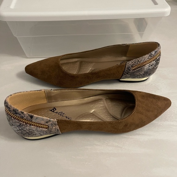 **NEW** Billini Novato Flat. Dark brown with metallic snake print  size 7.5 - Picture 3 of 5